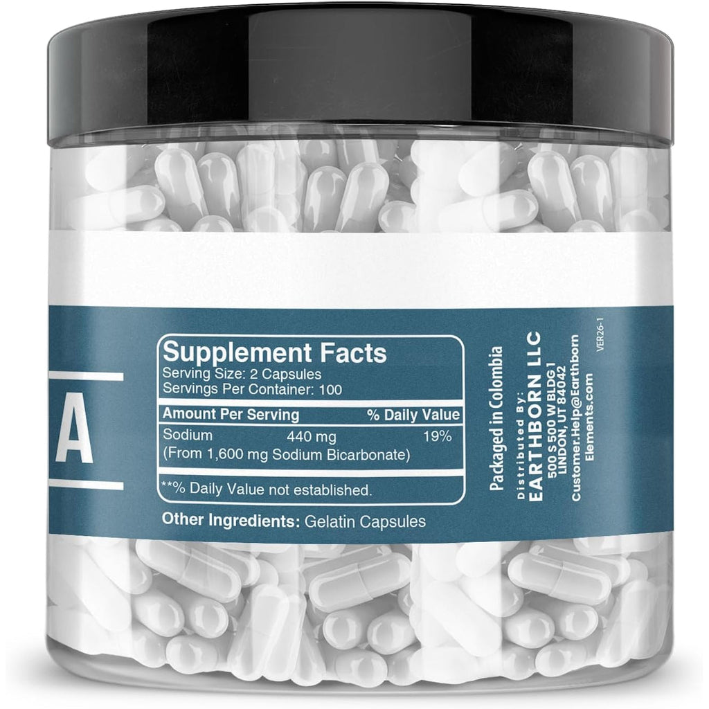 Earthborn Elements Baking Soda Capsules, 200 Capsules, Sodium Bicarbonate