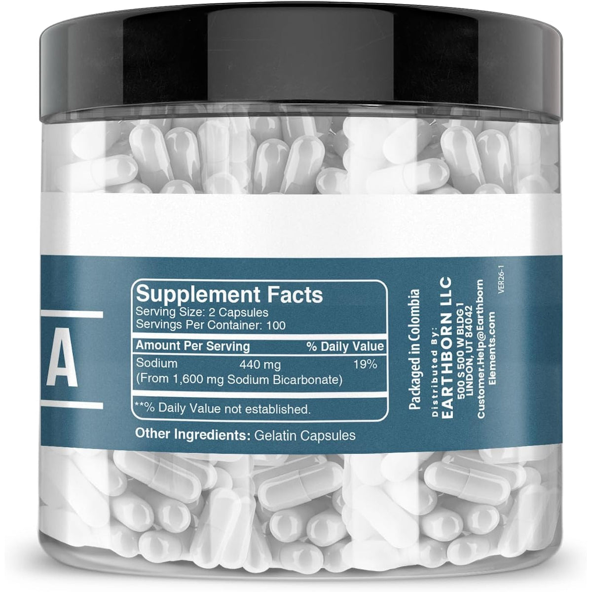 Earthborn Elements Baking Soda Capsules, 200 Capsules, Sodium Bicarbonate