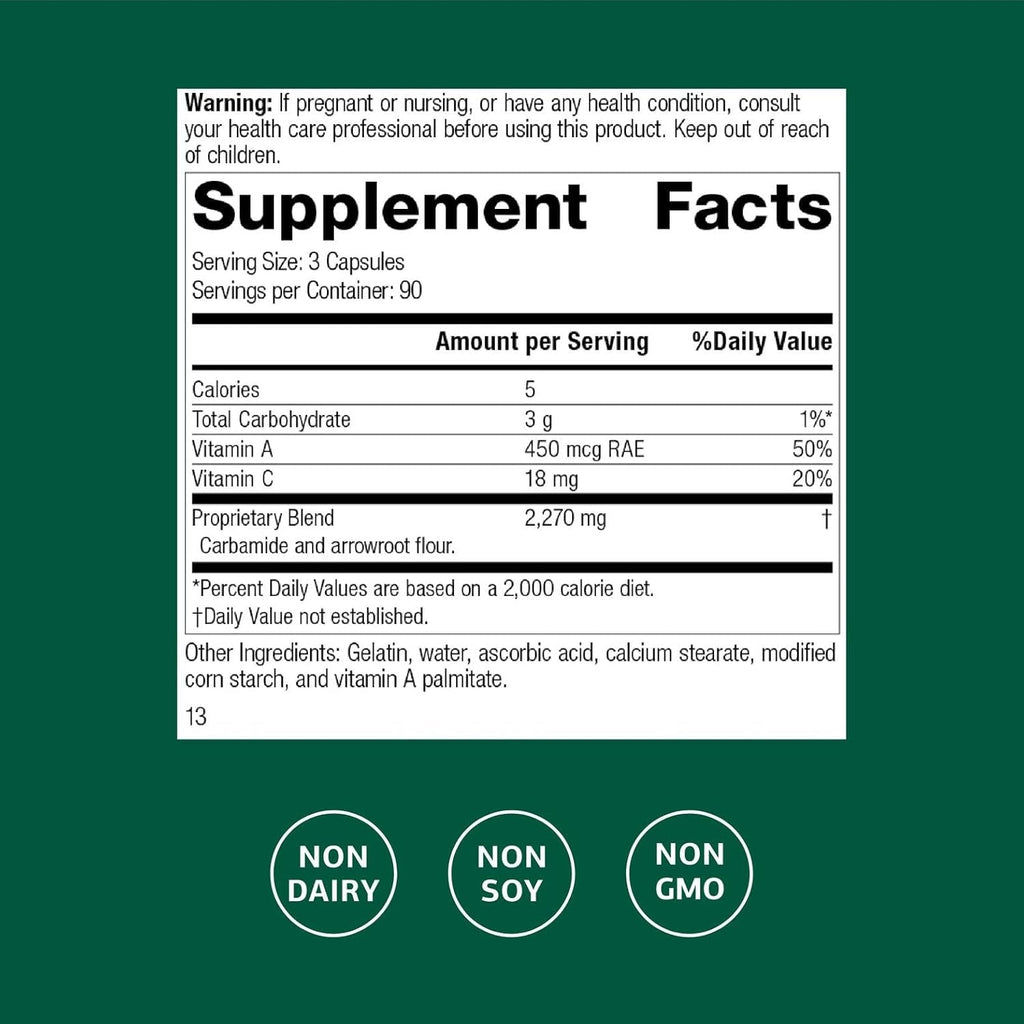 Standard Process A-C Carbamide - Supports Healthy Excretion of Urine & Cellular Fluid Levels - Contains Vitamin a & Antioxidant Vitamin C - Gluten-Free, Non-Dairy & Non-Soy - 270 Capsules