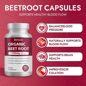 Beravia Beet Root Capsules | Antioxidant Formula - Vegan, Non-Gmo, Gluten-Free - 1300Mg, 60 Capsules