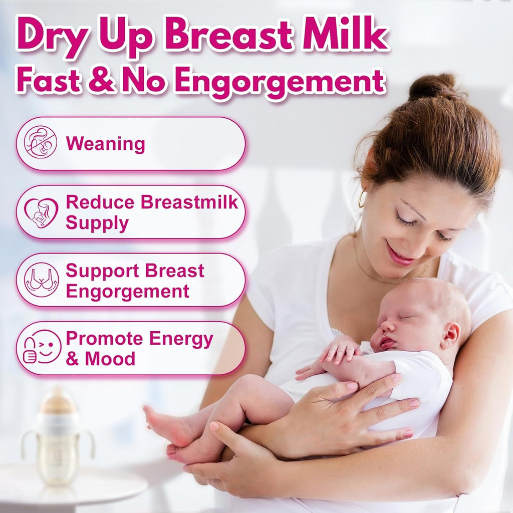 Dry up Breastmilk Fast, Dry up Milk Supply, Stop Breastfeeding Products for Women, Stopper Pumping & No Engorgement, Fast Milk Flow Reduction, 90 Capsules