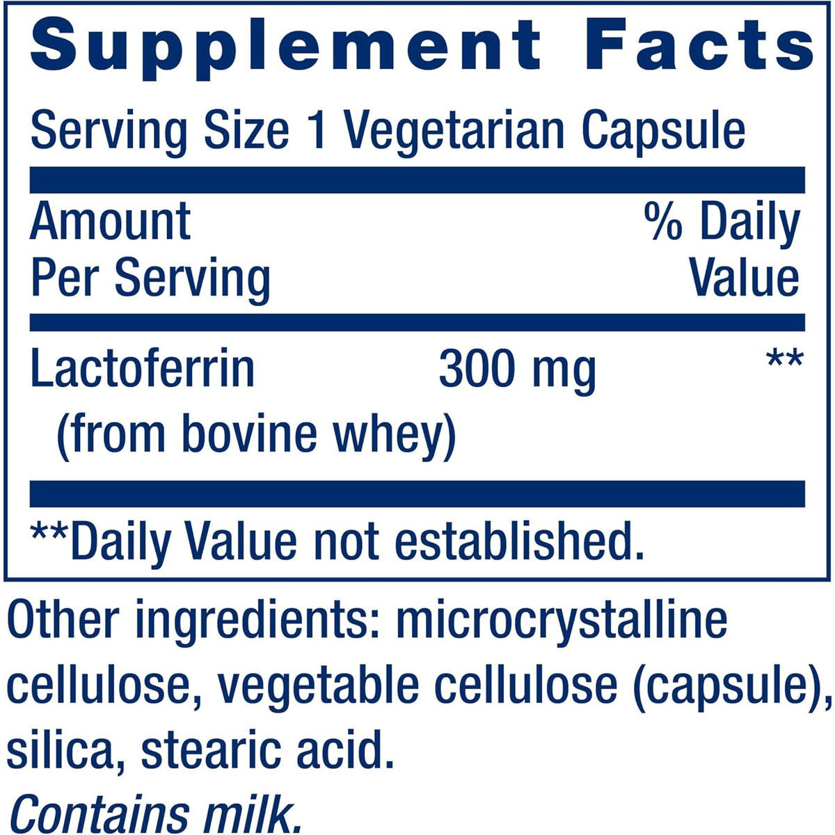 Life Extension Lactoferrin Caps, Healthy Immune Response, GI Support, Vision Health, Gluten-Free, Non-Gmo, 1-Daily, Vegetarian, 60 Capsules