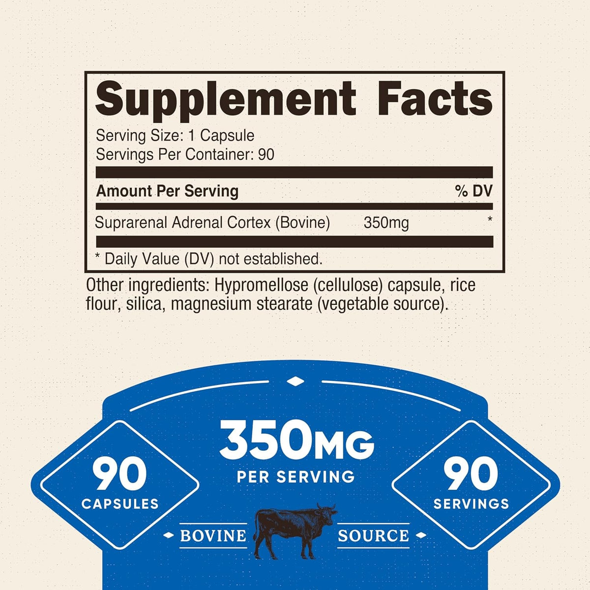 Nutricost Adrenal Glandular (350Mg) 90 Capsules - Bovine Adrenal Cortex Supplement, Gmo-Free, Gluten-Free