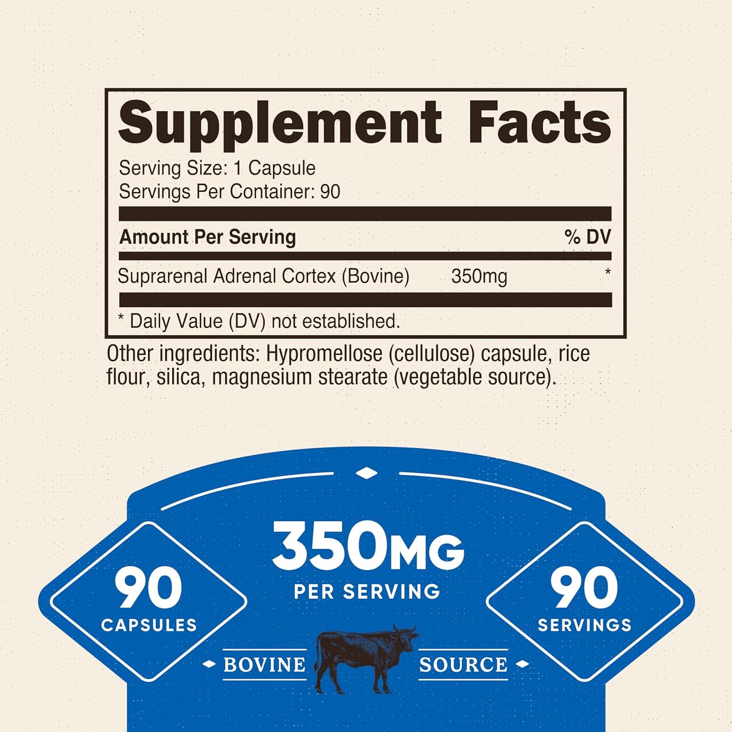 Nutricost Adrenal Glandular (350Mg) 90 Capsules - Bovine Adrenal Cortex Supplement, Gmo-Free, Gluten-Free