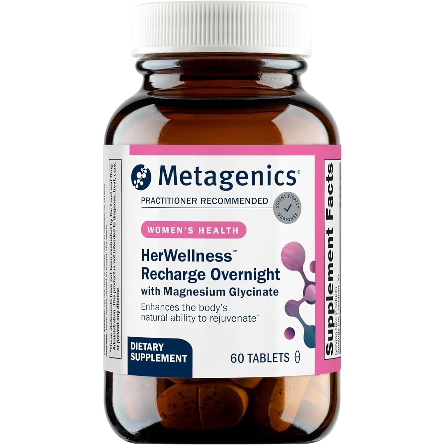 Metagenics Herwellness Recharge Overnight - Women'S Sleep Support with Chelated Magnesium, Holy Basil, Zinc & Vitamin C - Supports Relaxation, Stress & Sleep - Non-Gmo & Gluten-Free - 60 Tablets