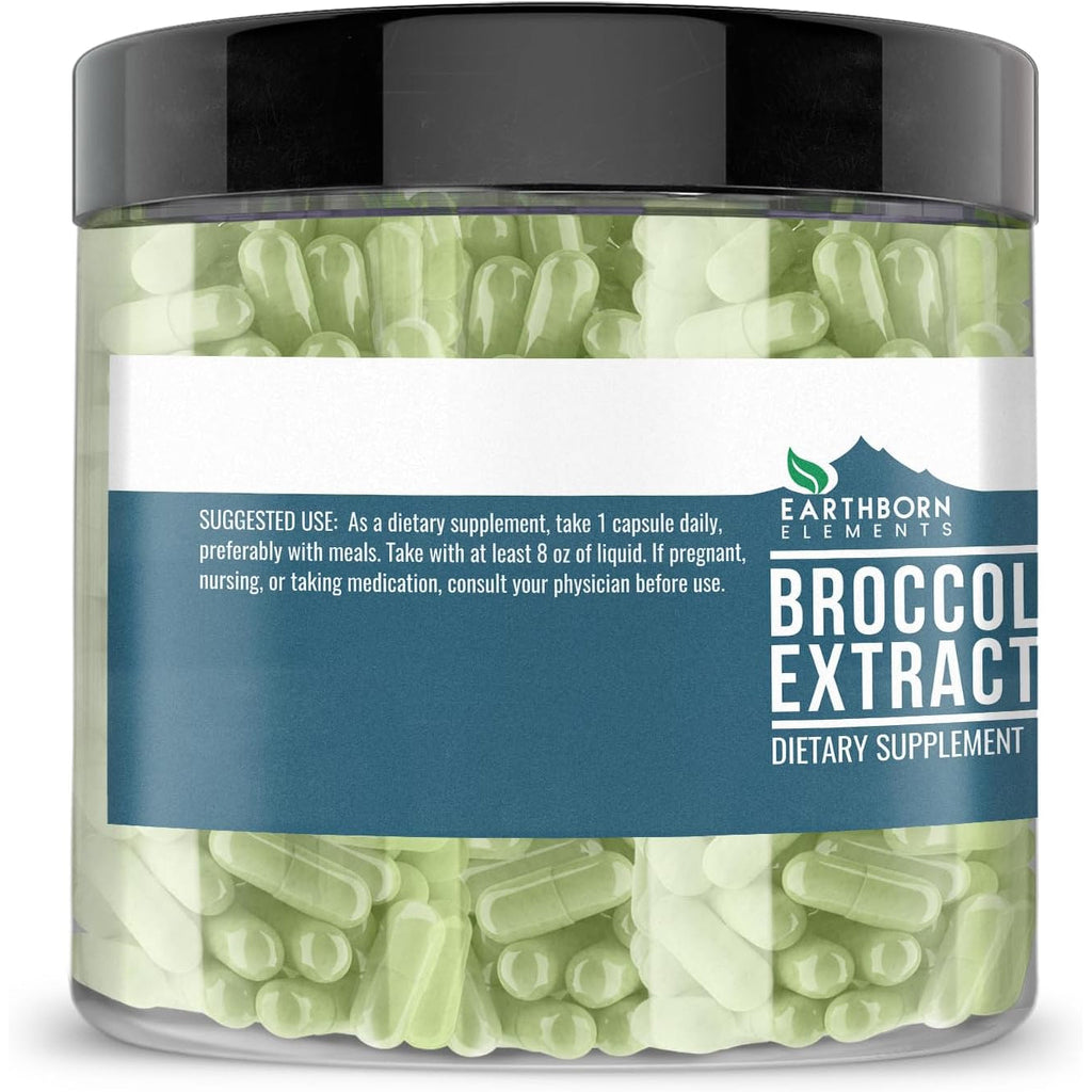 Earthborn Elements Broccoli Extract 200 Capsules, Pure & Undiluted, No Additives