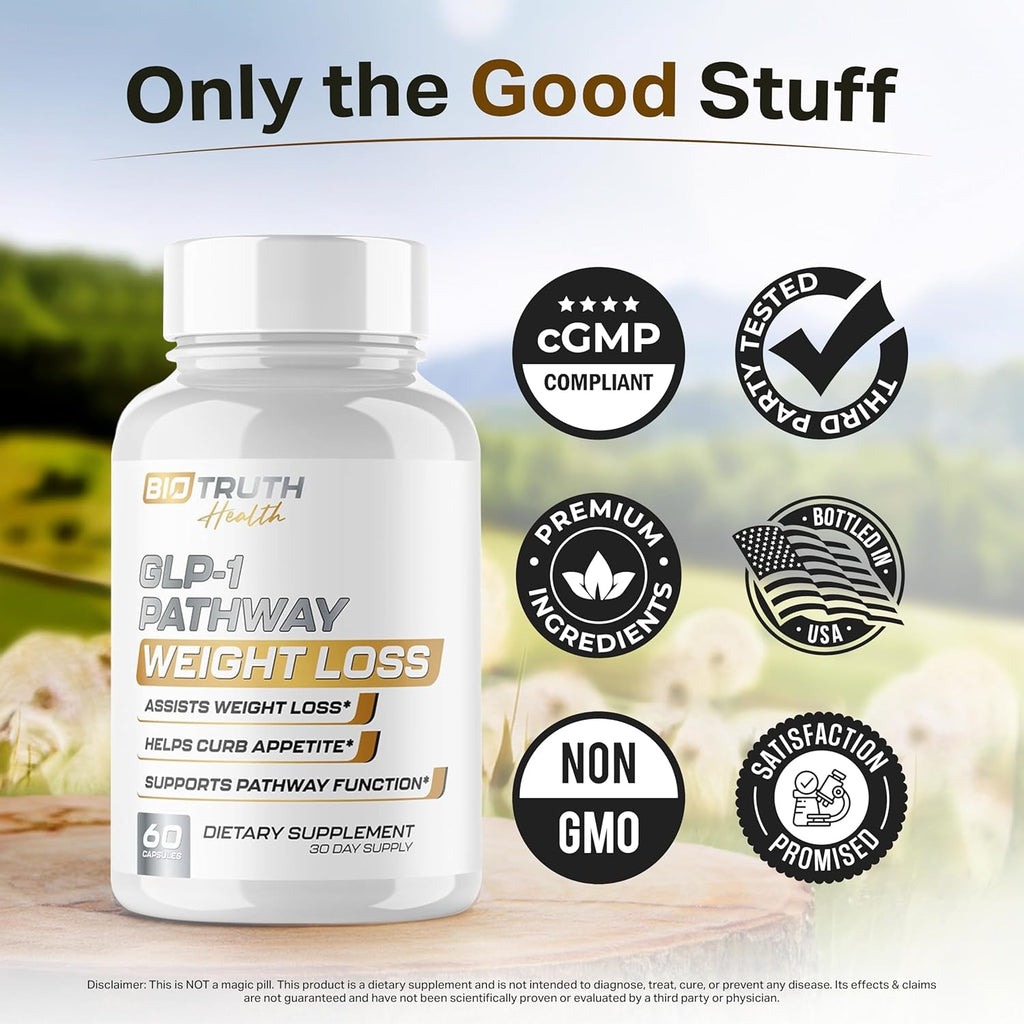 GLP-1 Biotruth Health | Assists Metabolic Pathways Linked to GLP-1 Signaling - Promotes Weight Loss for Women & Men, Helps Appetite Control & Promotes Energy - 3Rd Party Tested Supplement - 60 Pills