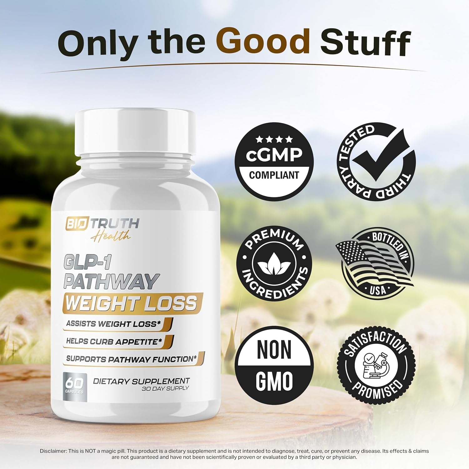 GLP-1 Biotruth Health | Assists Metabolic Pathways Linked to GLP-1 Signaling - Promotes Weight Loss for Women & Men, Helps Appetite Control & Promotes Energy - 3Rd Party Tested Supplement - 60 Pills