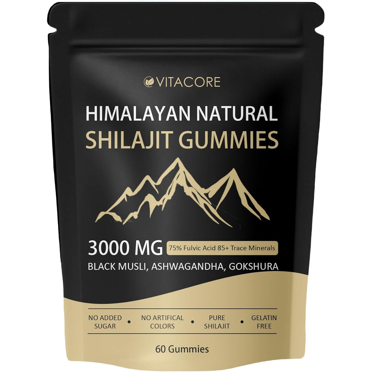 Vitacore Himalayan Shilajit Gummies for Men & Women, 85+ Trace Minerals & Fulvic Acid, Gluten-Free, 60 Gummies
