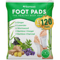 Ginger & Bamboo Vinegar Foot Pads: 120 Pack Natural Foot Pads with Bamboo Charcoal, Wormwood & Lavender for Adults and Elderly, Soothing Overnight Sleep Care