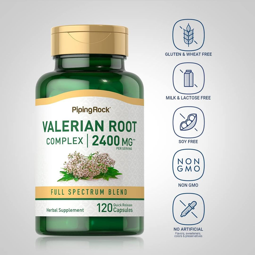 Piping Rock Valerian Root Capsules | 120 Count | Extract Supplement | Herbal Blend | Non-Gmo, Gluten Free Complex