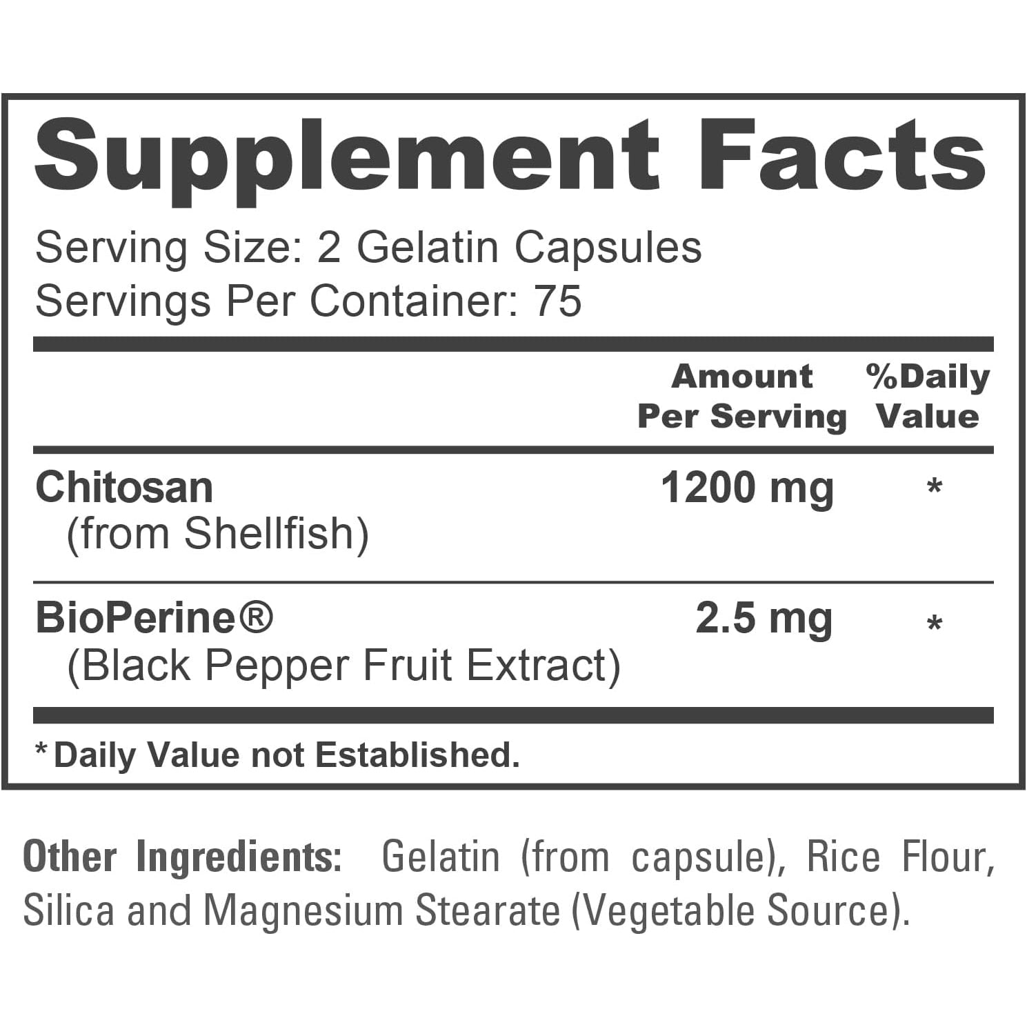 Nusapure Chitosan 1200Mg 150 Caps (Non-Gmo & Soyfree) with Bioperine