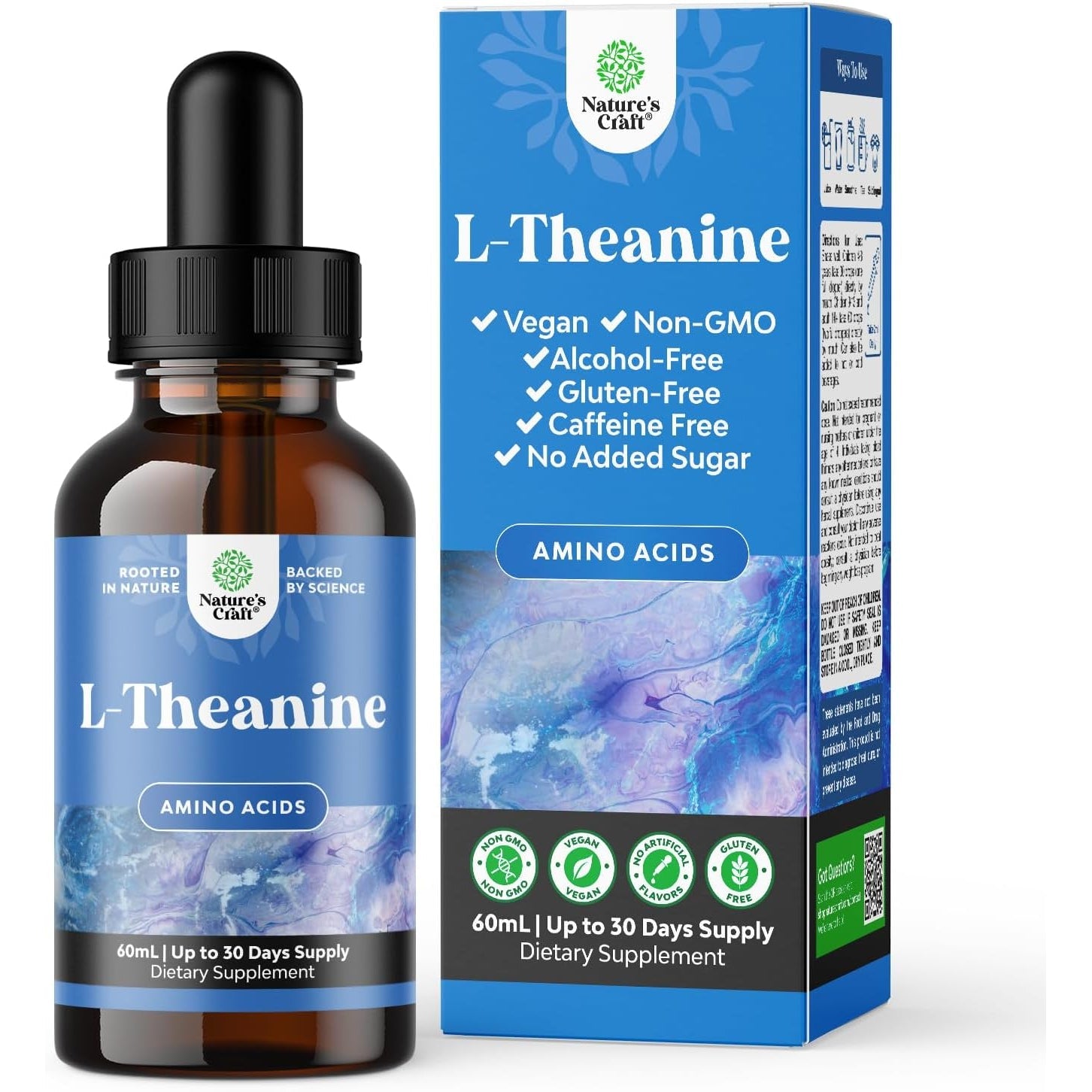 High Absorption L-Theanine Liquid Drops - Nootropic Focus Supplement with L Theanine 200Mg per Serving and Chamomile Extract Supplement for Adults and Kids Relaxation and Focus - 2 Fl Oz