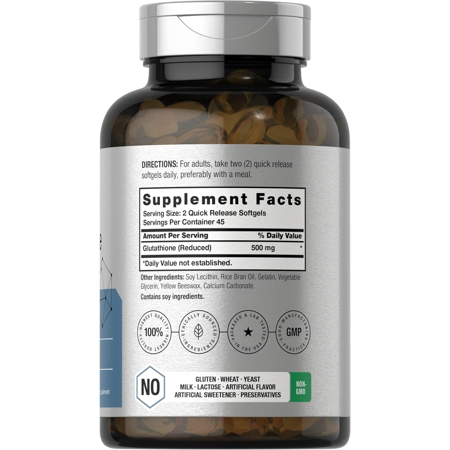 Horbäach Liposomal Glutathione 500Mg | 90 Softgels | Reduced Form | Non-Gmo & Gluten Free Supplement