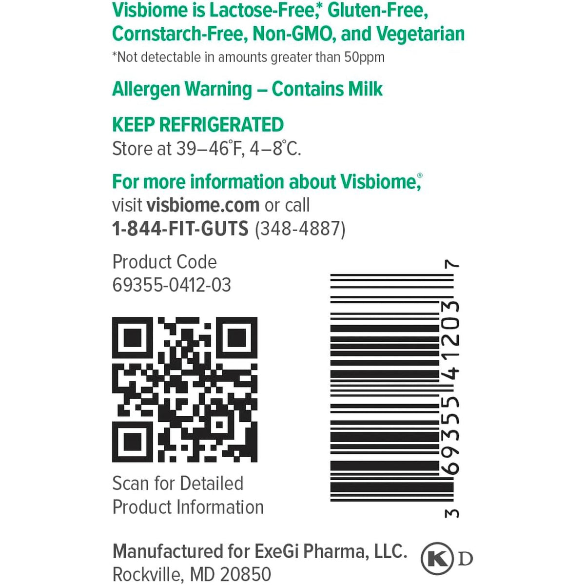 Visbiome® GI Care - High Potency Probiotic - 112.5 Billion CFU Live Probiotics, Original De Simone Formulation, Made in USA, 60 Capsules.