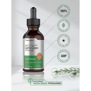 Horbäach Cats Claw Herb Extract Tincture | 2 Fl Oz | Alcohol Free | Vegetarian, Non-Gmo, Gluten Free Liquid