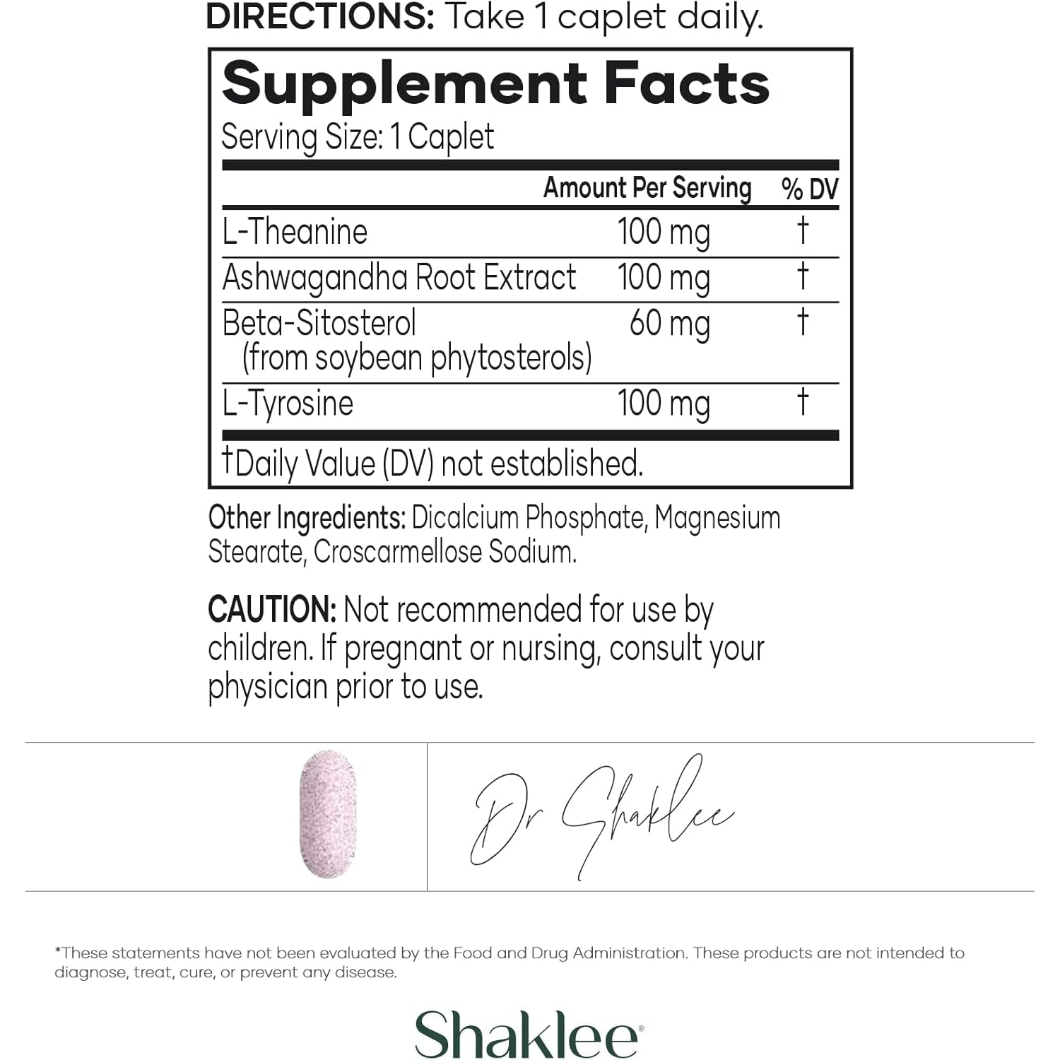 Shaklee - Stress Relief Complex - Calming Blend of L-Theanine, Ashwagandha, Beta-Sitosterol, and L-Tyrosine - Promotes Relaxation without Drowsiness - 1 Caplet Daily - Adults Supplement - 30 Caplets