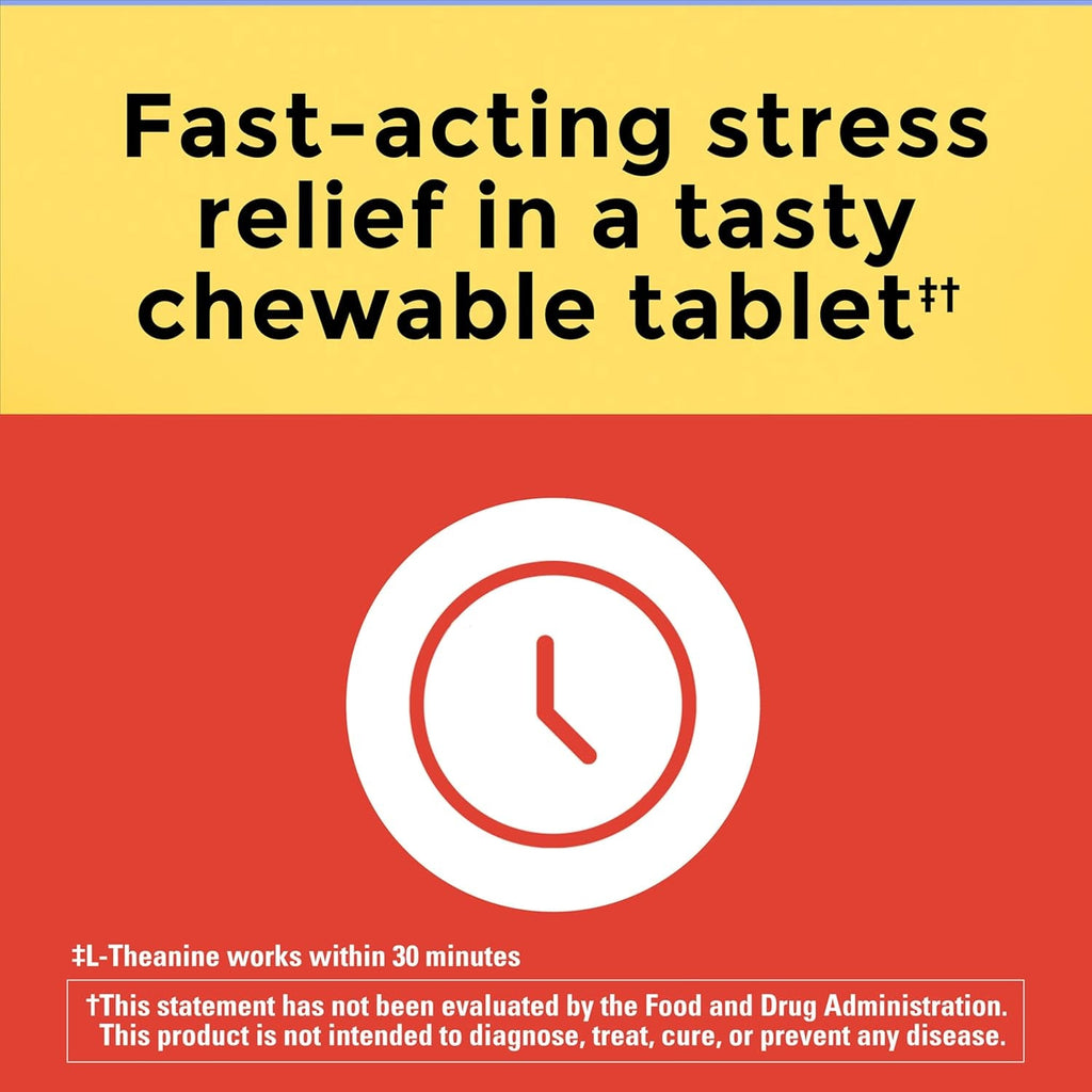 Nature Made Chewable L Theanine 200Mg, L-Theanine Supplement for Stress Relief, 50 Chewable Tablets, 50 Day Supply