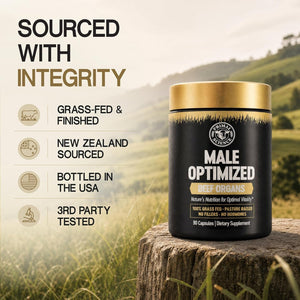 Beef Organ Supplement for Men 100% Grass Fed Beef Testicle, Prostate, Liver & Bone Matrix High Absorption with Black Pepper Non-Gmo, Hormone Free, Made in USA 90 Capsules
