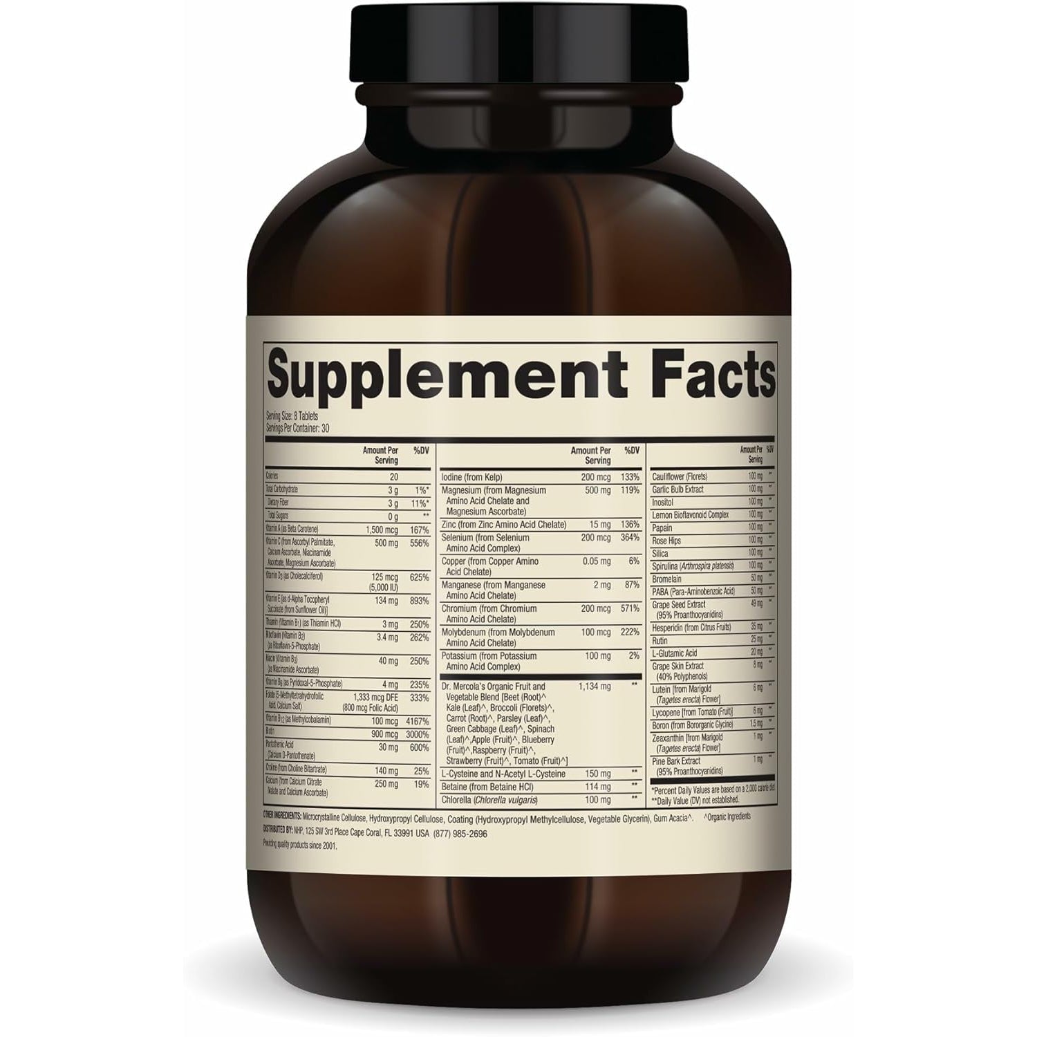 Dr. Mercola Whole-Food Complex with Added Multivitamin plus Vital Minerals - Supports Nutrition & Immune Support - Bioavailable - GMO Free - 240 Tablets (30 Servings)
