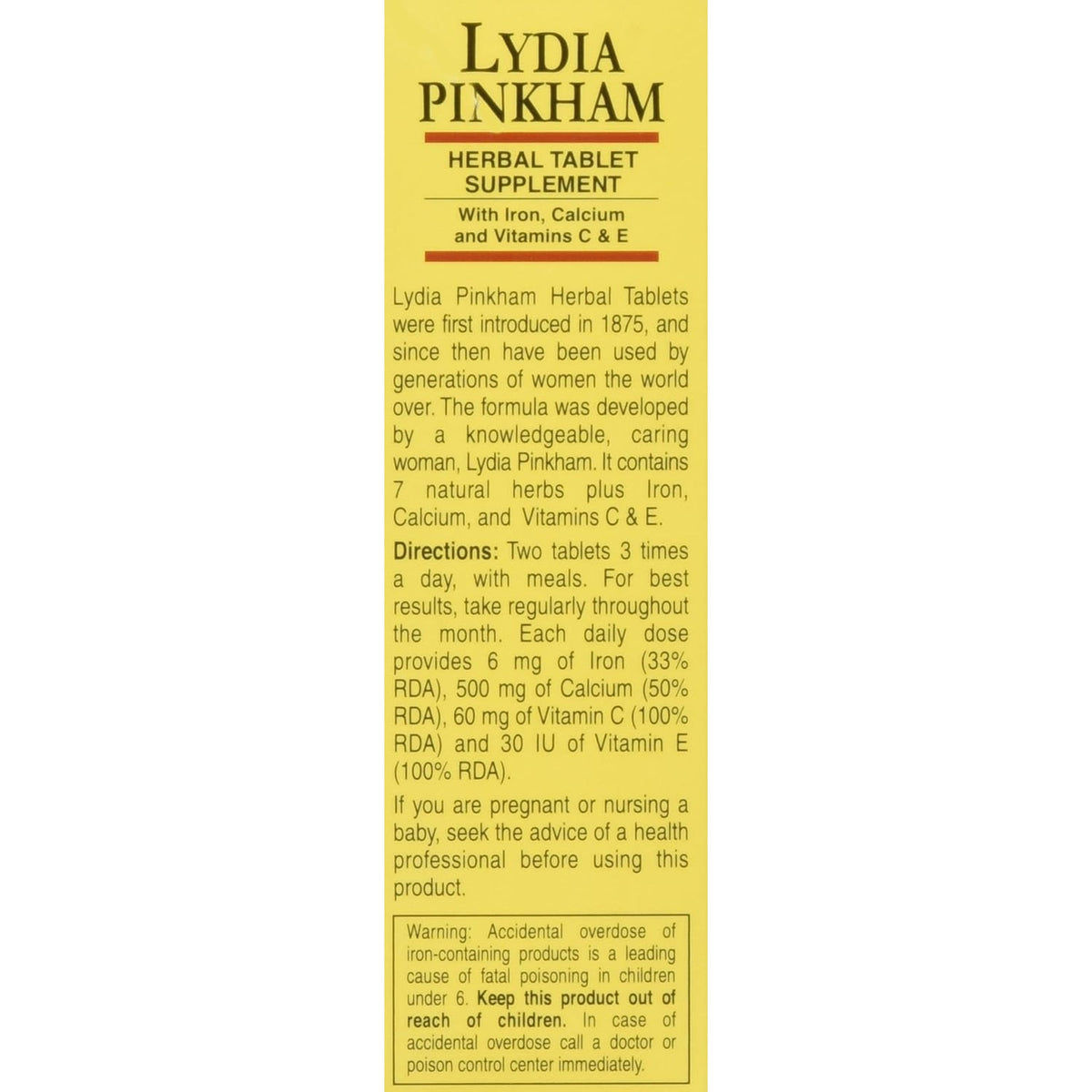 Lydia Pinkham Herbal Supplement Tablets for Menstruation and Menopause Support, 72 Count