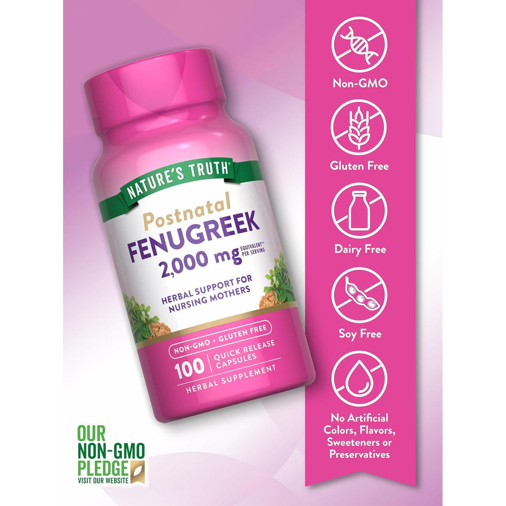 Nature'S Truth Fenugreek Seed Capsules for Women | 100 Count | Non-Gmo and Gluten Free Supplement