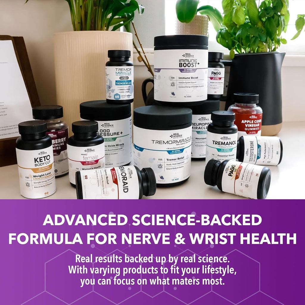 Real Science Carpal Miracle – All Natural Carpal Tunnel Relief & Wrist Support Supplement with Vitamins B6, B12, C, D, K + GABA – Hand & Nerve Comfort – Made in USA, 60 Caps