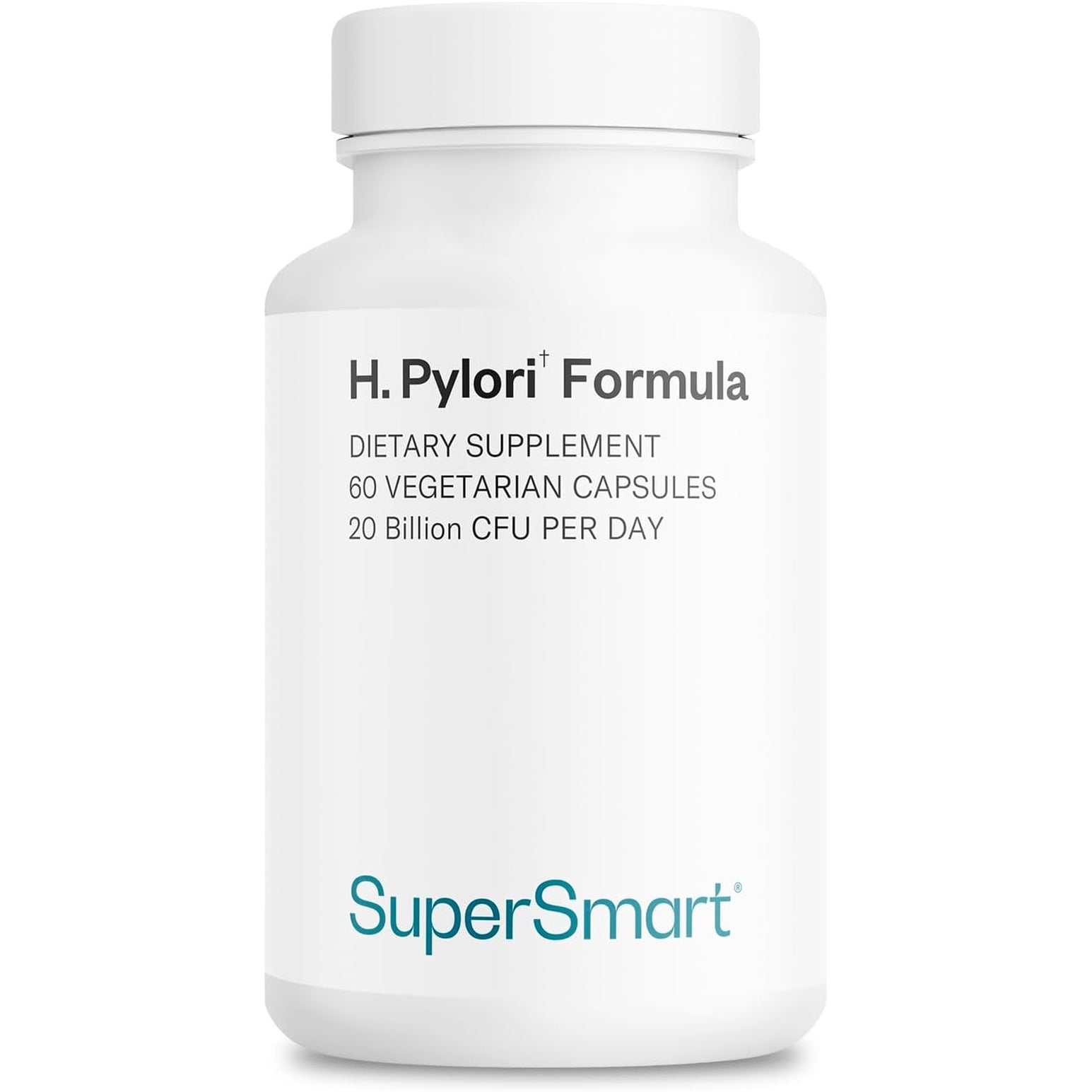 Supersmart H. Pylori Formula 20 Billion CFU per Day - Natural Probiotic Lactobacillus Reuteri DSM 17648 Supplement | Non-Gmo & Gluten Free - 60 Vegetarian Capsules