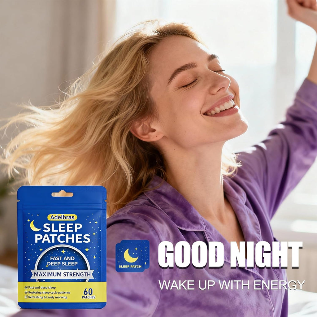 Adelbras Sleep Patches for Adults, Upgraded All-Natural Ingredients, Fast-Acting Melatonin & Valerian, Long-Lasting Night Comfort Sleep Aids for Men & Women