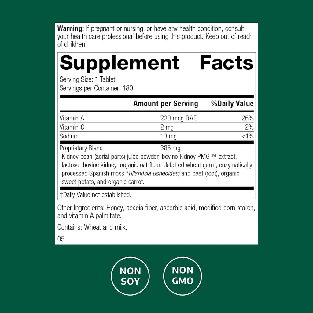 Standard Process Renafood - Supports Healthy Kidney Function & Antioxidant Activity - Contains Vitamins a - Non-Soy - 180 Tablets