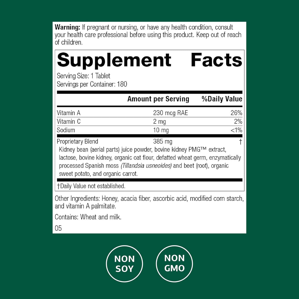 Standard Process Renafood - Supports Healthy Kidney Function & Antioxidant Activity - Contains Vitamins a - Non-Soy - 180 Tablets