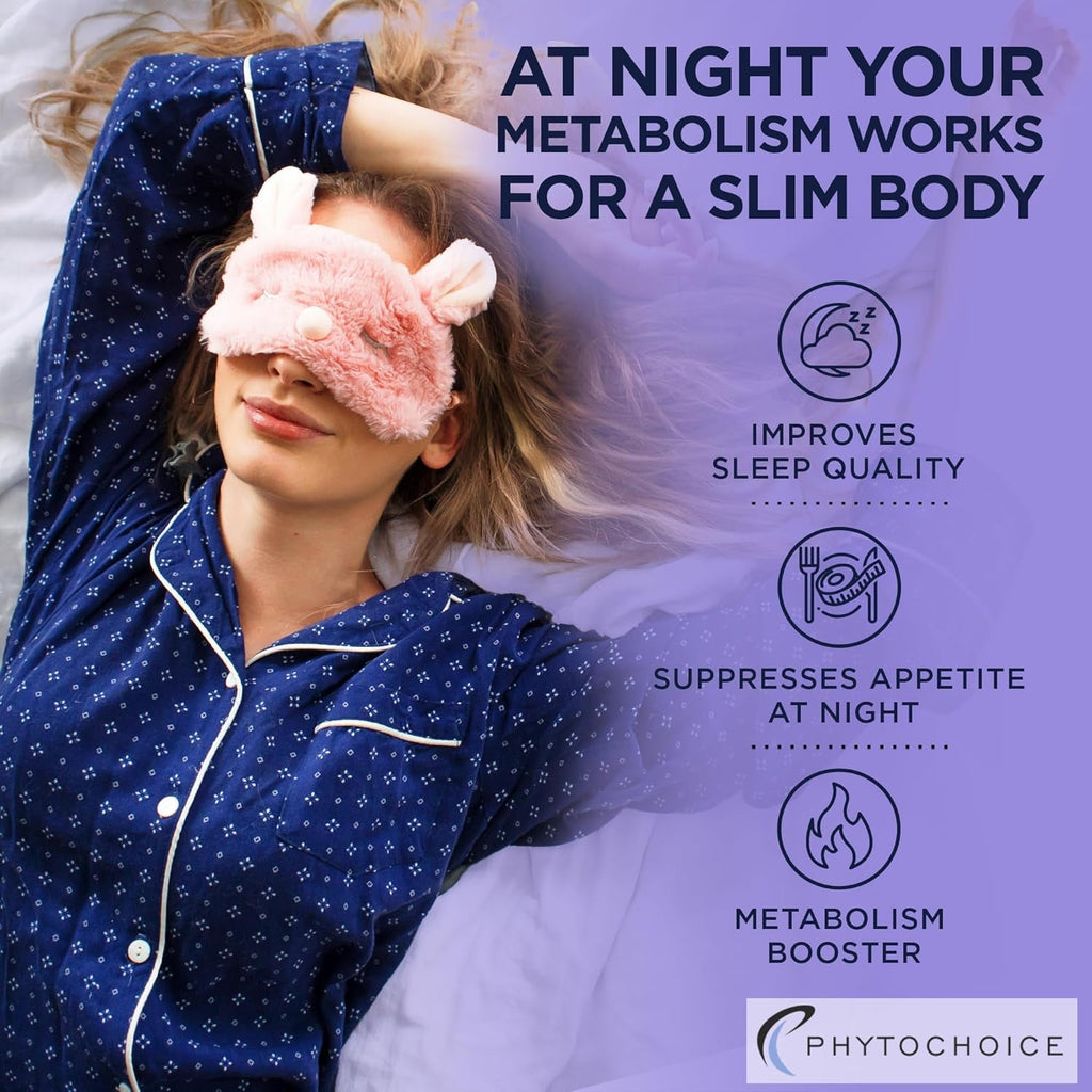 PHYTOCHOICE Night Time Weight Loss Pills for Women-Carb Blocker Appetite Suppressant with Melatonin-Fat Burner Diet Pills That Work Fast for Women-Nighttime Metabolism Booster-Made in USA-1 Pack