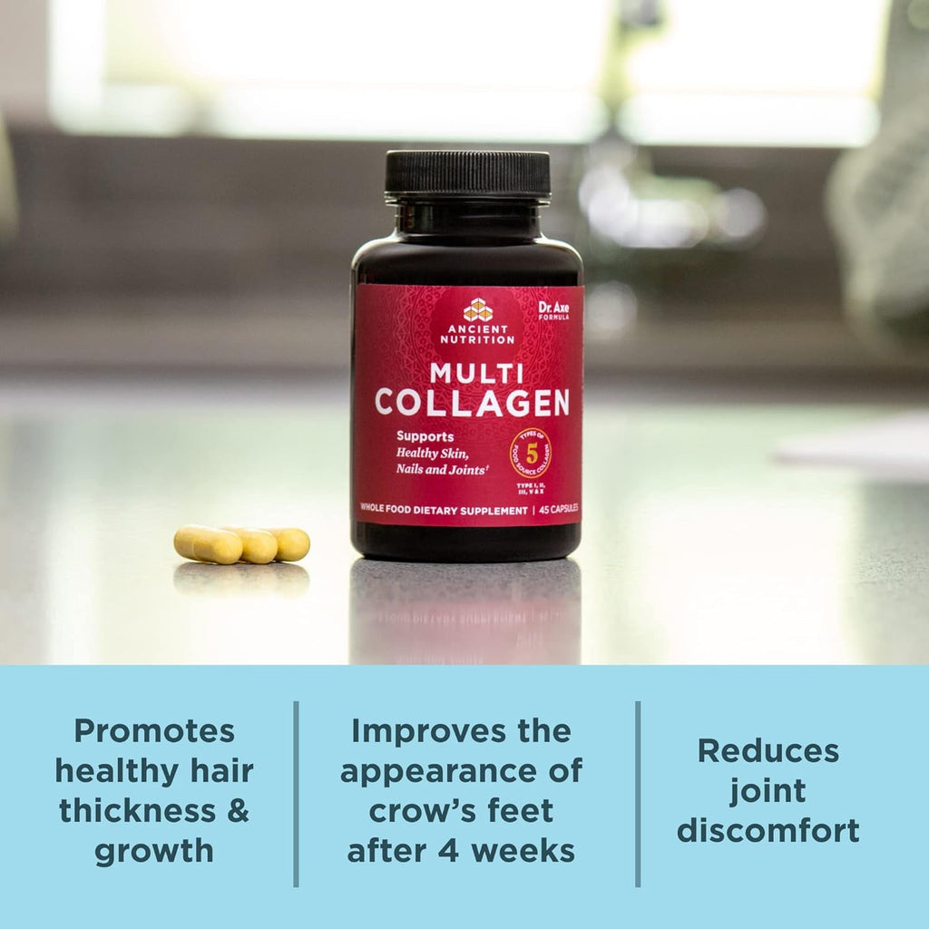 Ancient Nutrition Collagen Peptides Pills, Hydrolyzed Multi Collagen Supplement, Types I, II, II, V & X, Supports Healthy Skin and Nails, Gut Health and Joints, 90 Capsules