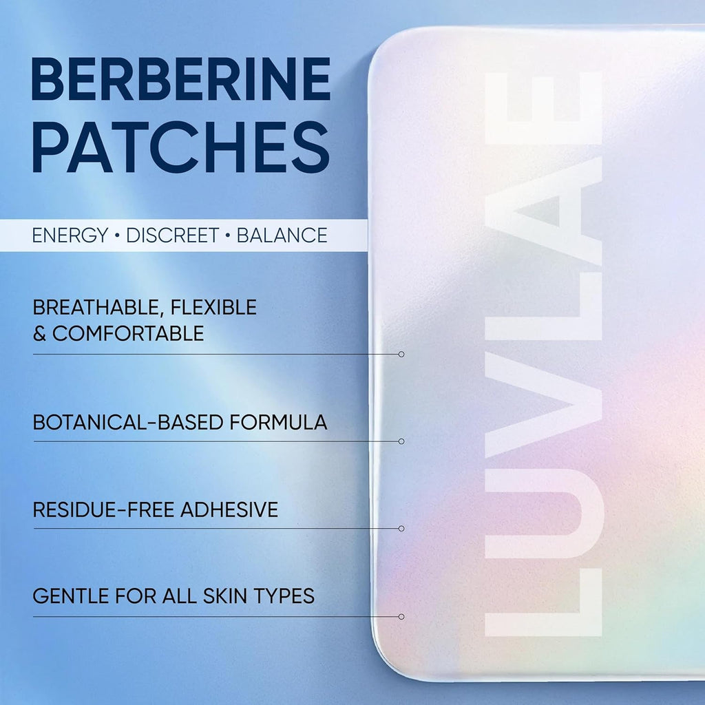 Berberine Patches for Women & Men with L-Glutamine, Garcinia Cambogia, Resveratrol, Berberine Patch for Daily Wellness, 60 Days Supply