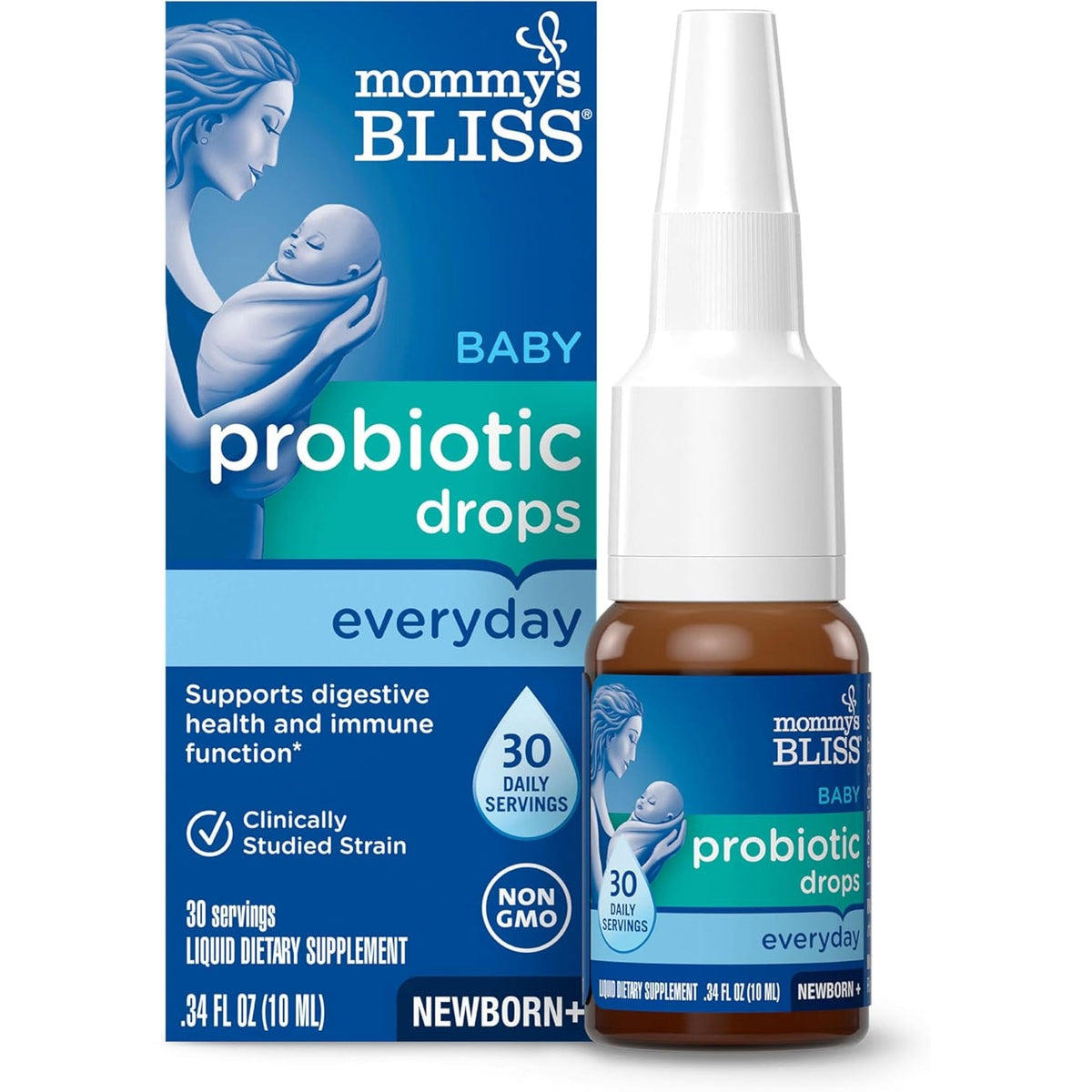 Mommy'S Bliss Baby Probiotic Drops Everyday - Gas, Constipation, Colic Symptom Relief - Newborns & up - Natural, Flavorless, 0.34 Fl Oz