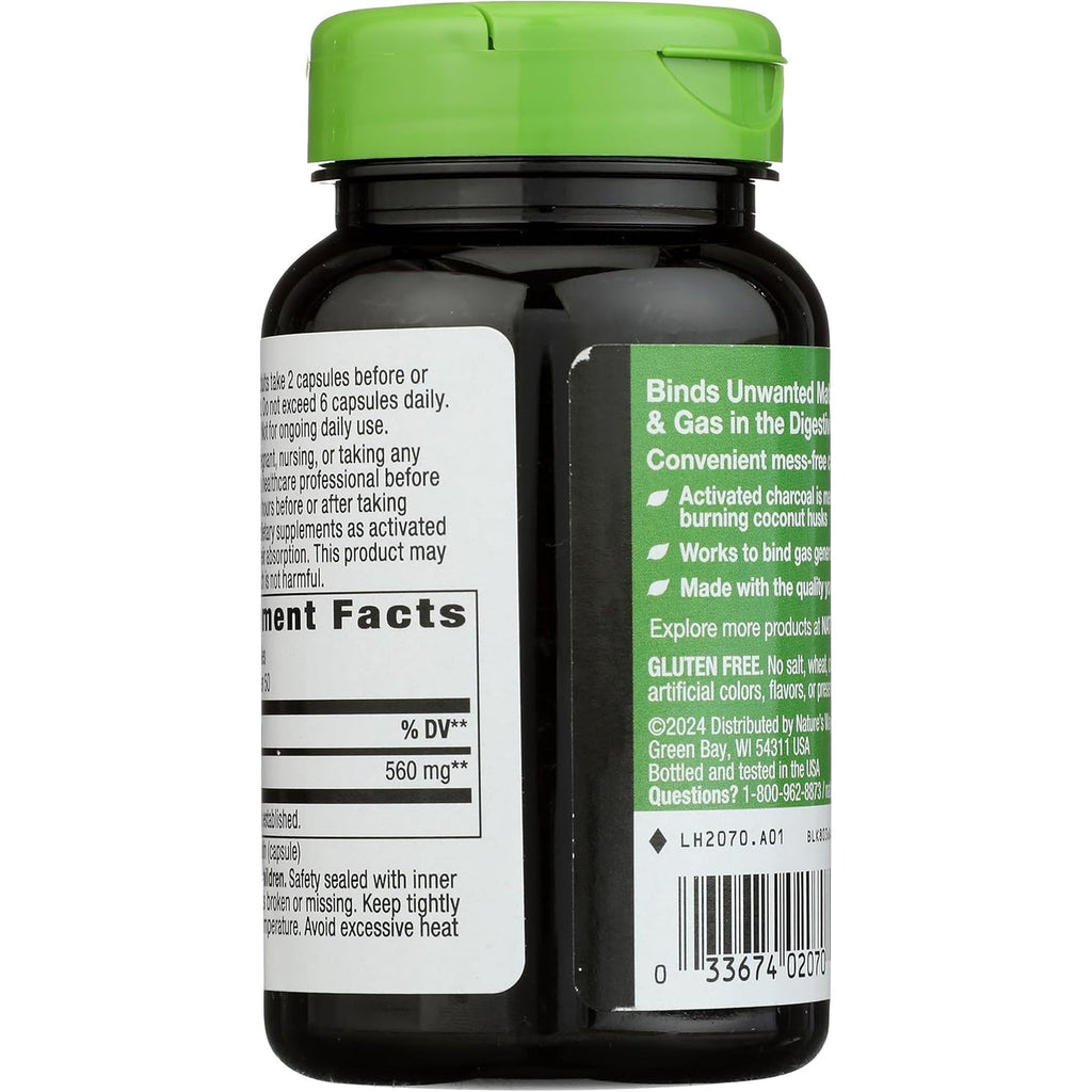 Nature'S Way Activated Charcoal - Charcoal Supplement That Binds Unwanted Materials & Gas* - Alternative to Powder - Gluten-Free & Dairy-Free - 100 Count