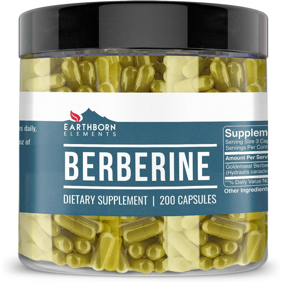 Earthborn Elements Berberine 200 Capsules, Pure & Undiluted, No Additives