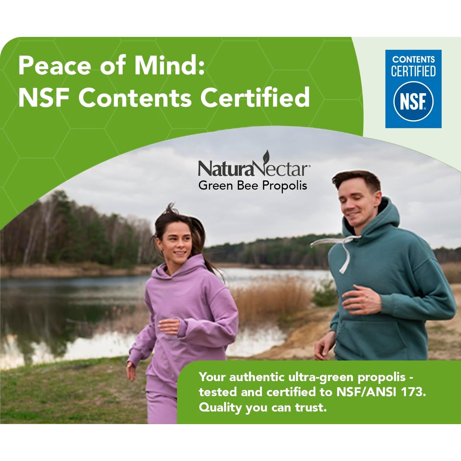 Naturanectar - Green Bee Propolis Capsules - NSF Contents Certified Brazilian Green Propolis - Gluten-Free Propolis Supplements with Flavonoids - Naturally Sourced through Ethical Beekeeping (60Pcs.)