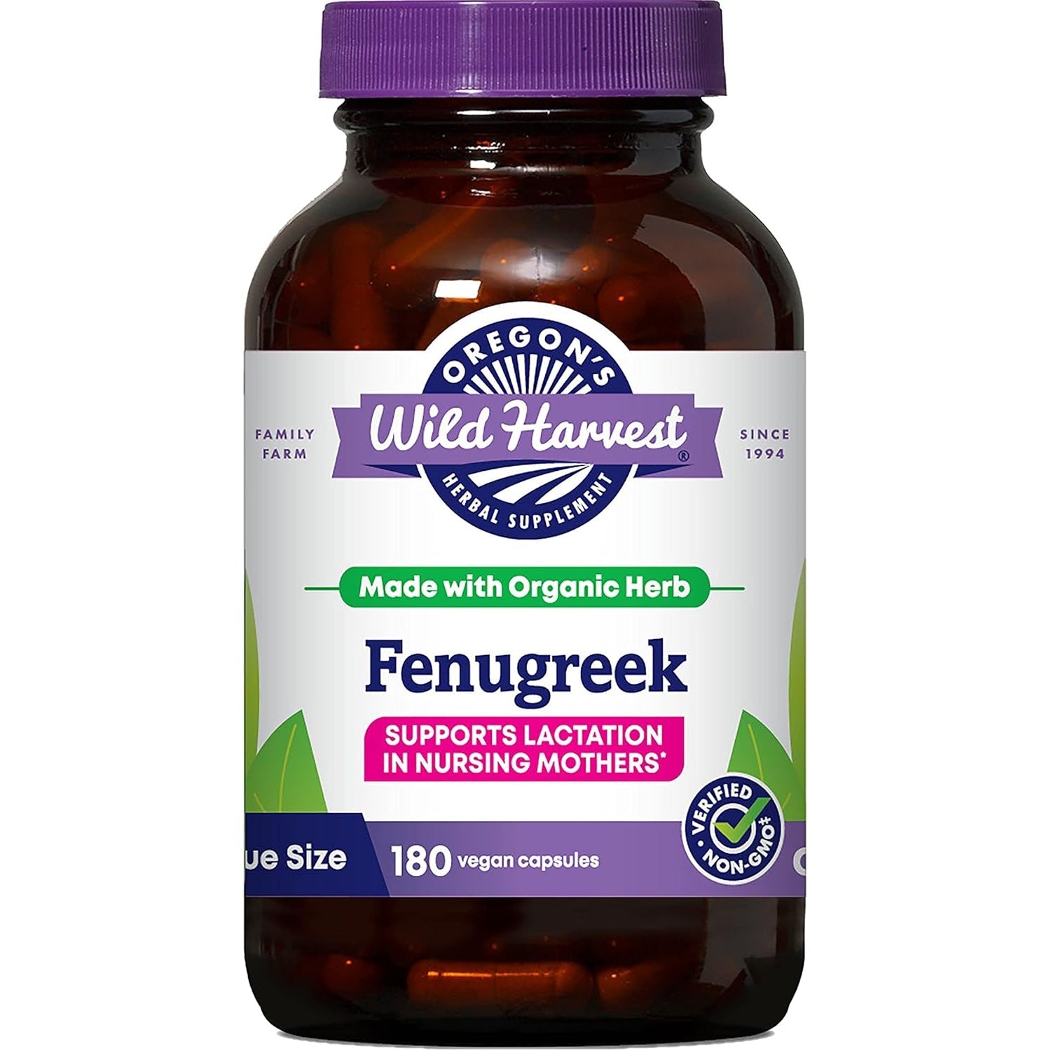 Oregon'S Wild Harvest Organic Non-Gmo Fenugreek Capsules, Lactation Support Herbal Supplements for Optimal Breast Milk Production-180 Count