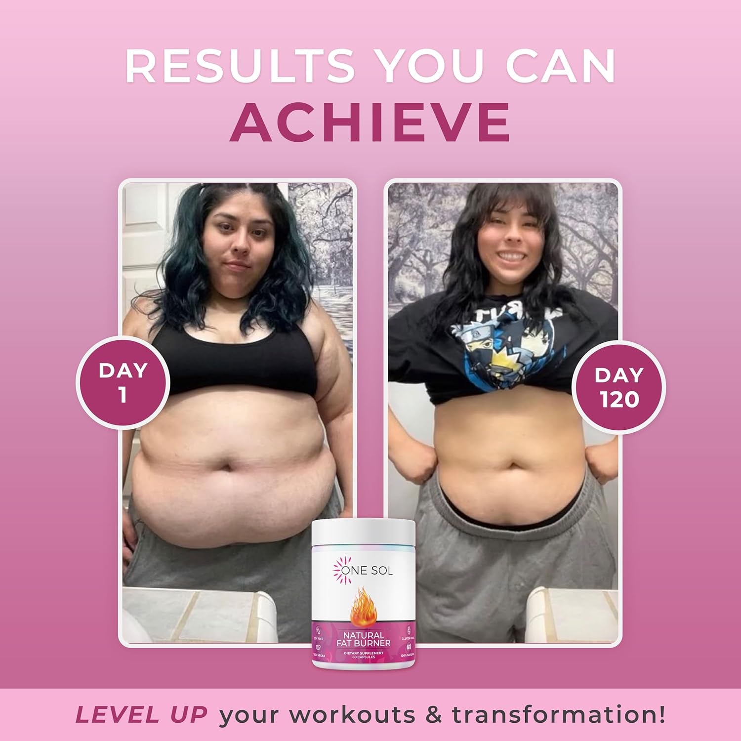 One Sol Fat Burner for Women, Natural Metabolism Booster, Burn More Calories, Boost Energy & Mood, Curb Appetite & Stop Cravings, No Crash or Jitters, All-Natural Ingredients, Gluten & Soy Free
