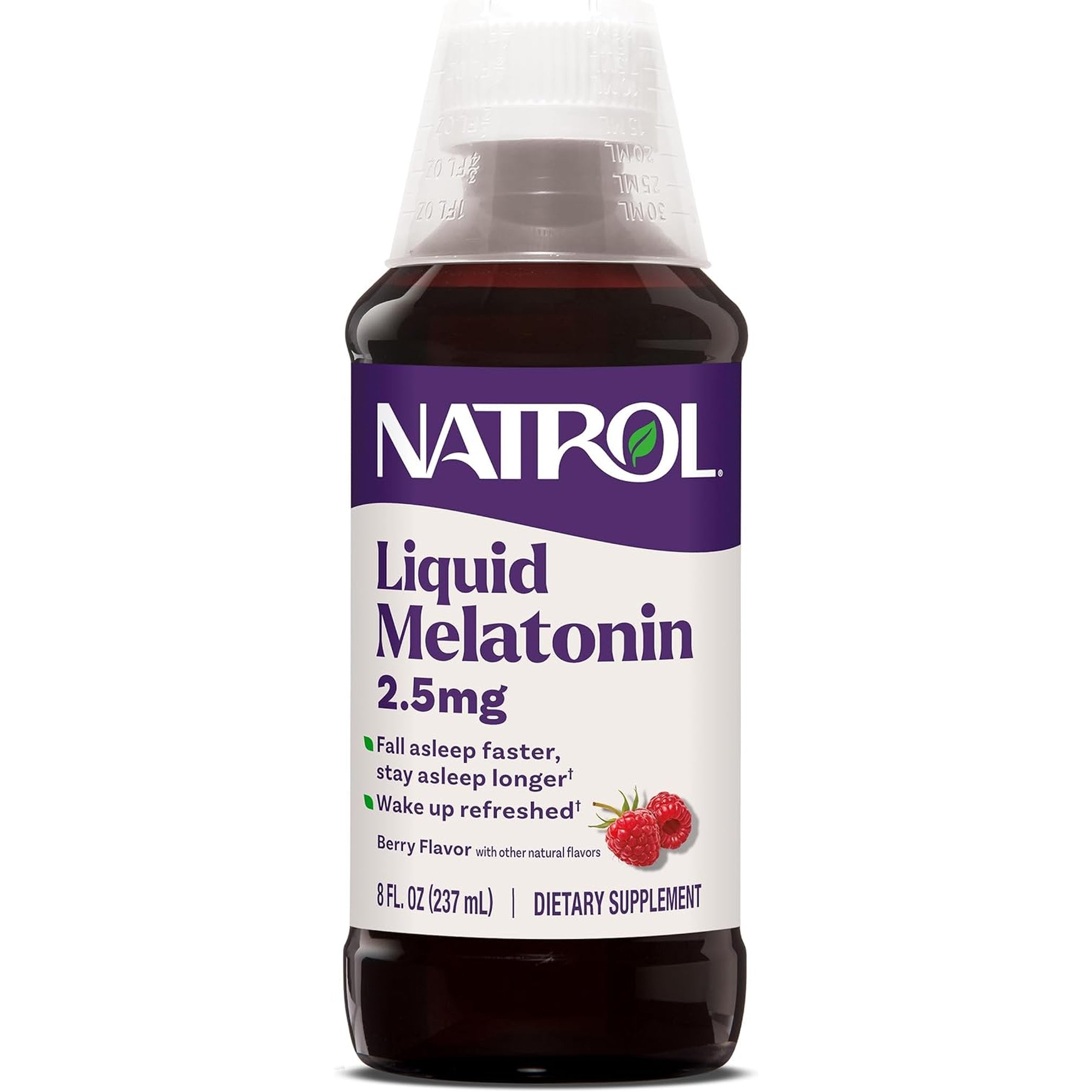 Natrol Liquid Melatonin 2.5 Mg, Adult Melatonin Supplement to Fall Asleep Faster and Stay Asleep Longer, Wake up Refreshed, 8 FL OZ Berry-Flavored Liquid, up to a 23 Day Supply