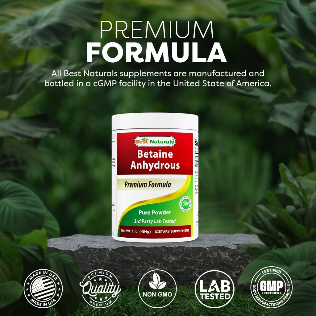 Best Naturals Betaine Anhydrous Trimethylglycine (TMG) Pure Powder 1 Pound (1 LB (Pack of 1))