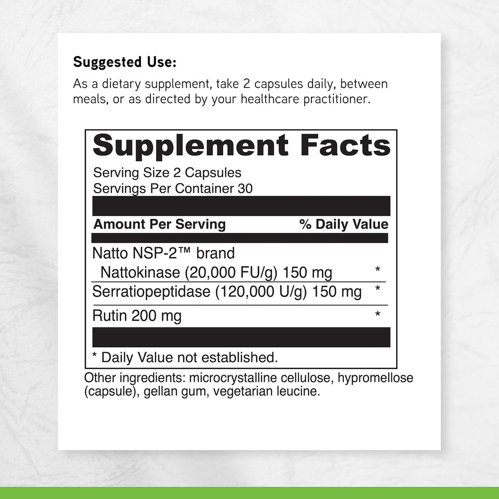 DAVINCI Labs Nattokinase plus - High-Potency 20,000 Fu/G Nattokinase Supplement for Comprehensive Blood Flow Support for Men & Women - Formulated with Antioxidant Support - Gluten Free -60 Capsules