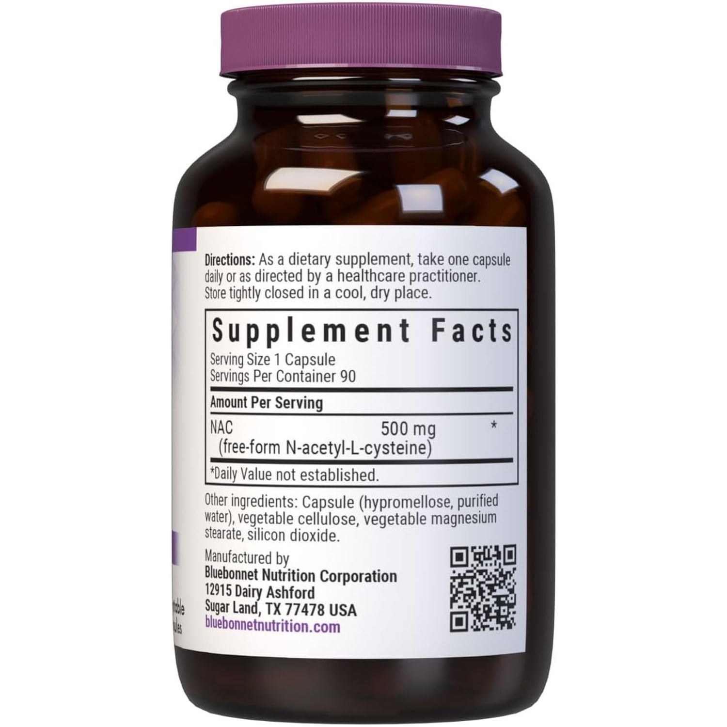 Bluebonnet NAC Supplement N-Acetyl-L-Cysteine 500 Mg - Antioxidant Cellular Health & Immune Support - Free-Form Amino Acid for Women & Men - Non-Gmo, Kosher, Gluten-Free - 90 Vegetable Capsules