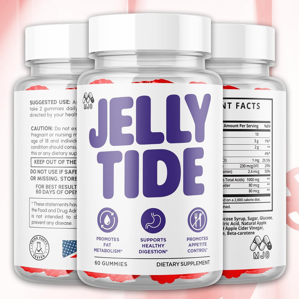 (3 Pack) Jelly Tide Gummies, Official Jellytide Weight Management Gummys with Natural Ingredients, Jellytide Advanced Wellness Gummy with Maximum Strength Active Lifestyle Multivitamins (180 Gummies)