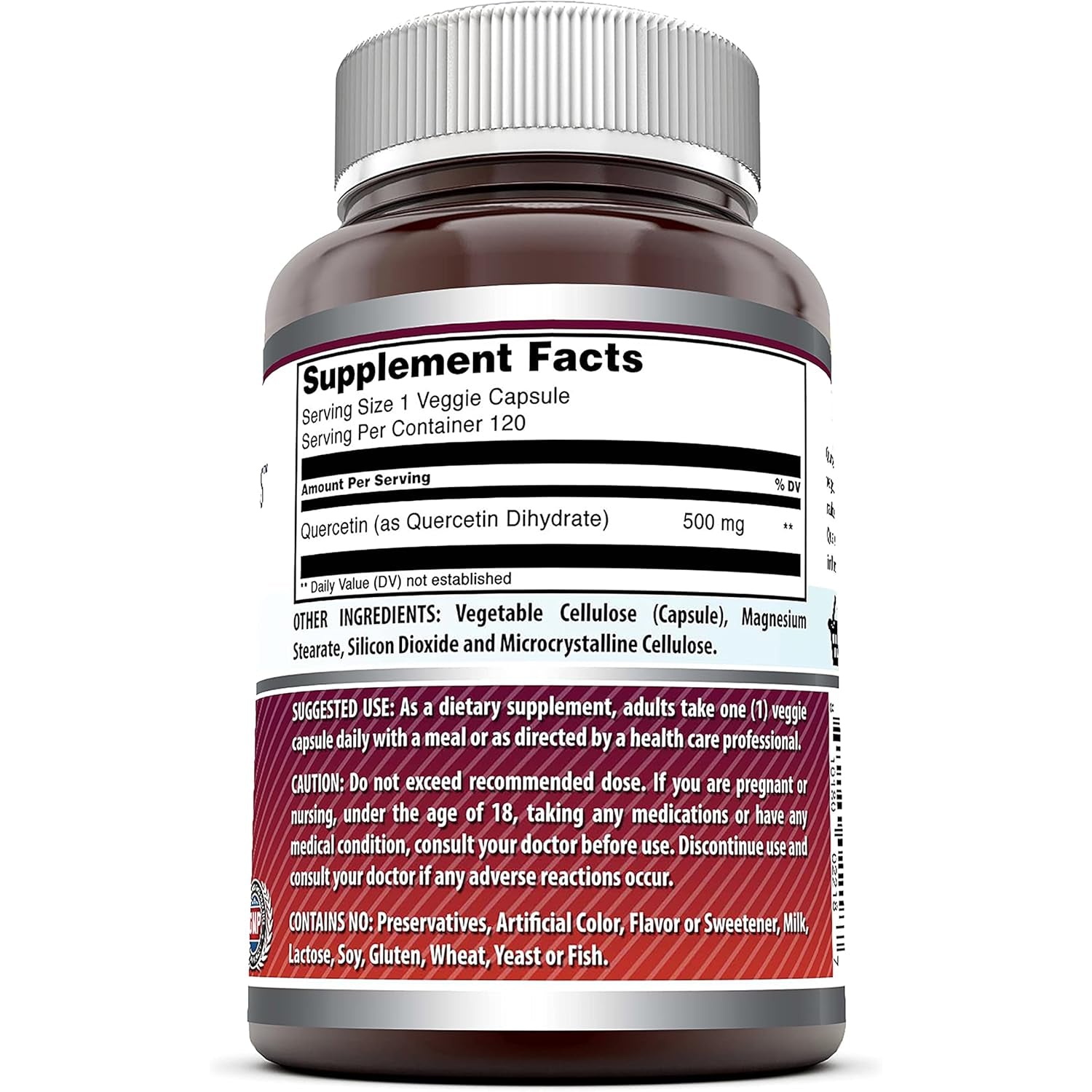 Amazing Formulas Quercetin 500Mg 120 Veggie Capsules Supplement - Non-Gmo - Gluten Free - Supports Overall Health & Well Being