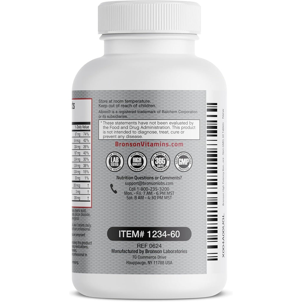 Bronson Bone Health & Strength Complex* High Potency Formula 200 MCG of Vitamin K2 as MK7, plus Calcium, Boron, Cissus Quadrangularis, Magnesium, Vitamin D3, and More - Non-Gmo, 60 Tablets