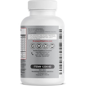 Bronson Bone Health & Strength Complex* High Potency Formula 200 MCG of Vitamin K2 as MK7, plus Calcium, Boron, Cissus Quadrangularis, Magnesium, Vitamin D3, and More - Non-Gmo, 60 Tablets