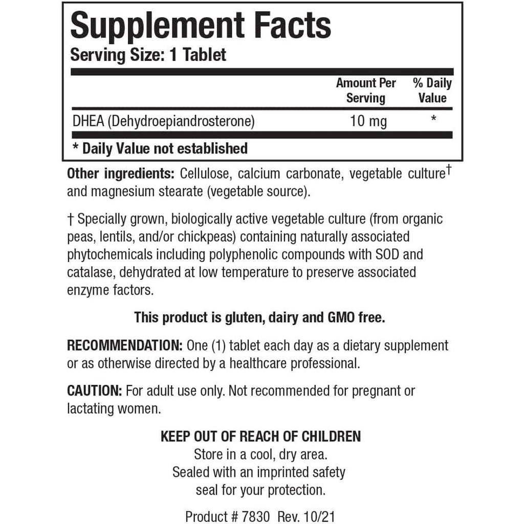 Biotics Research DHEA 10 Milligram Hormonal Balance, Metabolism, Improved Mood and Outlook, Age Gracefully, Healthy Stress Response, 180 Tablets