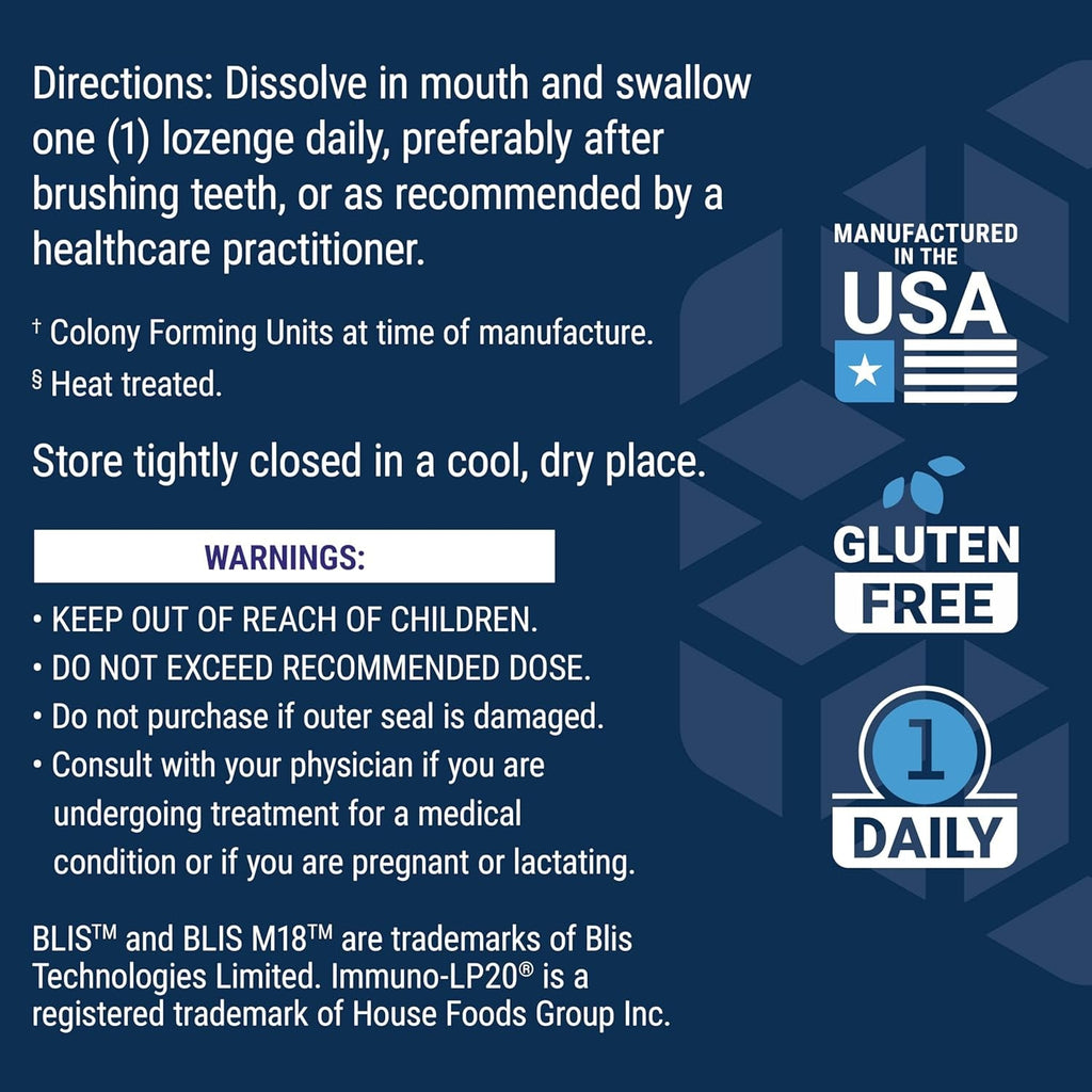 Life Extension FLORASSIST® Probiotic Oral Hygiene, Oral Probiotic for Teeth and Gums, Ph Levels, Dental Hygiene, Immune Support, BLIS M18™, Once Daily, Gluten Free, Vegetarian, 30 Lozenges